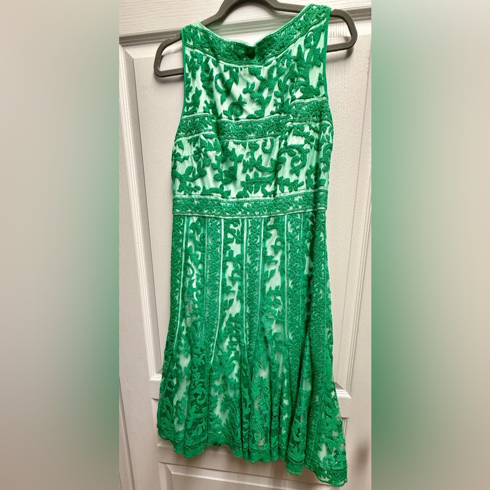 Tadashi Shoji Green Lace Midi Dress
